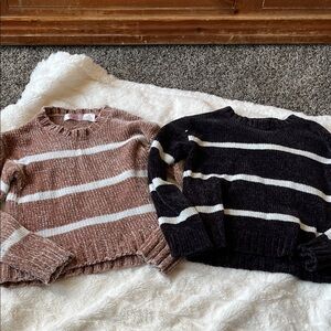 Striped toddler girl Sweater Set - Black and Brown